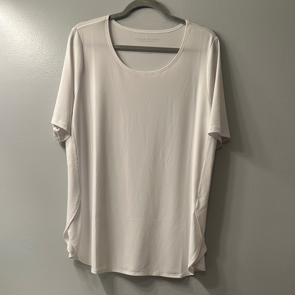 Susan Graver White Short Sleeve Liquid Knit Tunic